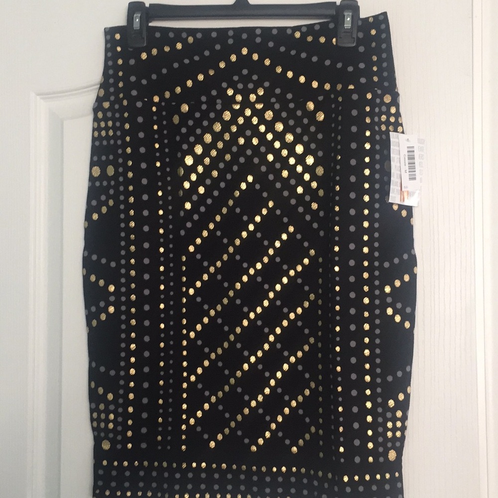 🔥LuLaRoe Cassie Elegant Skirt NWT navy/gold Med